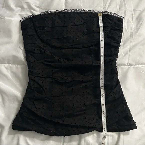 Vintage Y2K Rampage Black Lace-Trimmed Eyelet Top - Picture 8 of 10